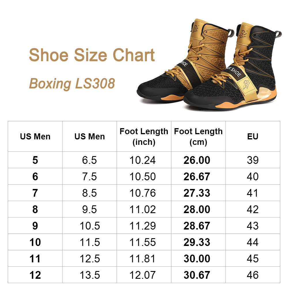 Men's Boxing Shoes Black/ Gold LS308