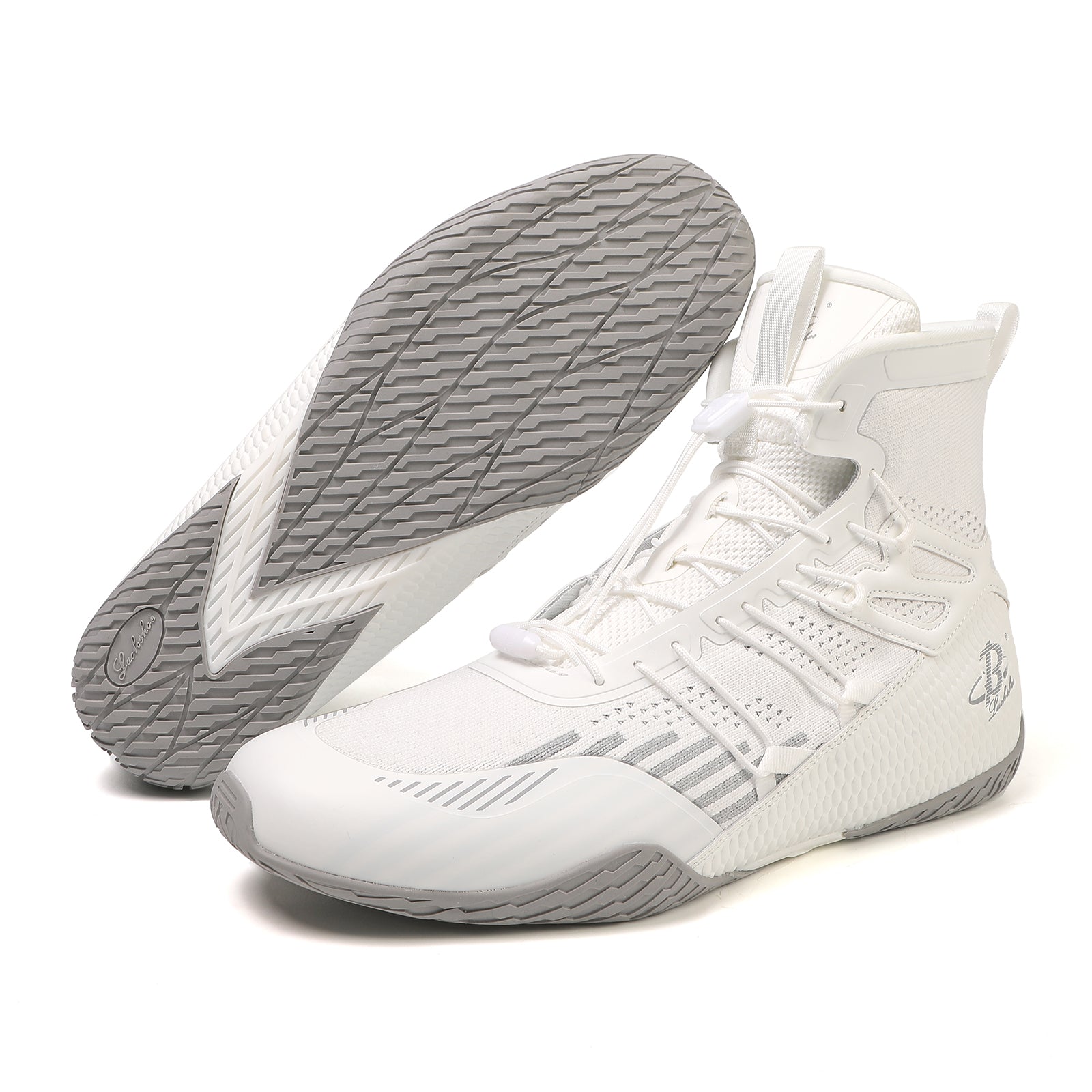Men's Boxing Shoes White/ Grey LS508 – B LUCK SHOE