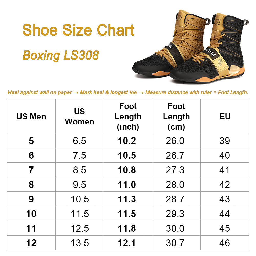 Men's Boxing Shoes Black/ Gold LS308