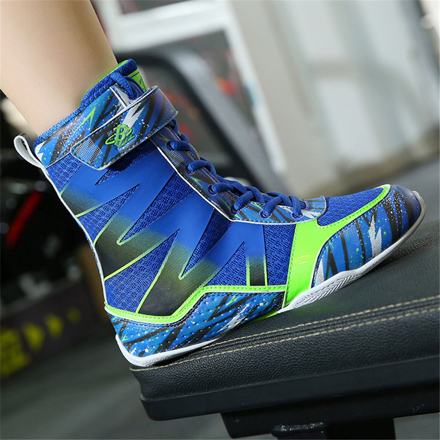 B LUCK SHOE Boxing Shoes for Kids, Youth Boxing Boots Hi-top Breathable Wrestling Shoes LS-218 BLUE