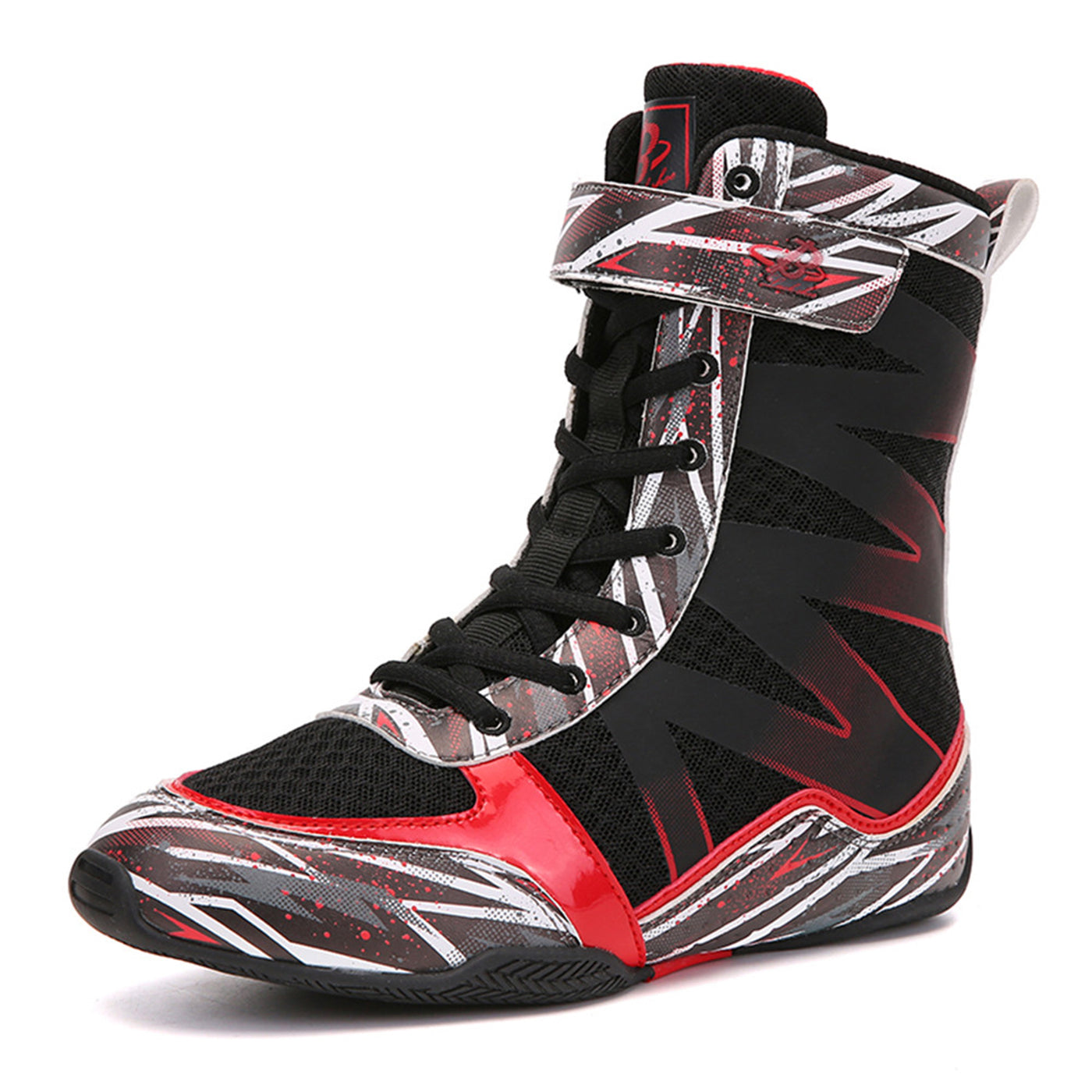 B LUCK SHOE Boxing Shoes for Kids, Youth Boxing Boots Hi-top Breathable Wrestling Shoes LS-218 BLACK