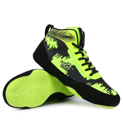 B LUCK SHOE Wrestling Shoes, Unisex Wrestling Boxing Shoes Breathable Weightlifting Shoe for Youth and Adult LS-178 GREEN